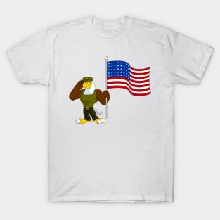 Patriotic Eagle Cartoon Character Salute T-Shirt